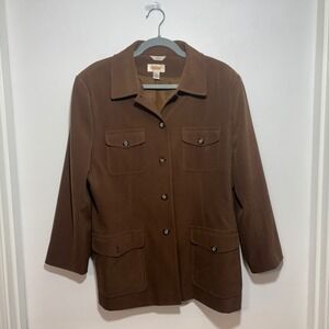 Talbots Brown Stretch Utility Jacket Women Size 14